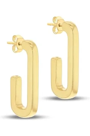 Amazon Sterling Silver Gold Plated Rectangular-Half-Hoop Earrings