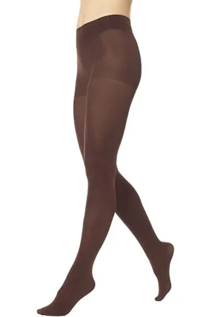 HUE WomensSuper Opaque Tights With Control Top Tights - Brown - Small