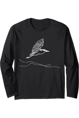 Jimbeels Line Art Bird & Ornithologist Yellow-Crowned Night-Heron Long Sleeve T-Shirt