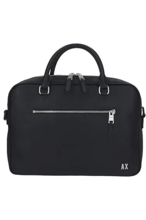 Armani Exchange Men Elba, Essential, Logo All Over, Double Zip Closure Briefcase, , One Size