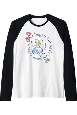 Alice in Wonderland Falling Raglan Baseball Tee