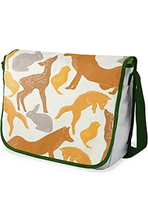 Bonamaison Digitally Printed Messenger School Bag with Khaki Strap for Students, Cross Body Bag, Courier Bag, Shoulder Bag for School, Back to School, Size: 29x36 cm