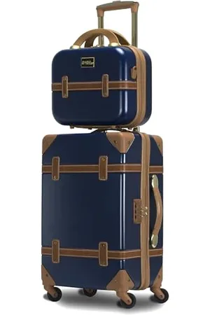 World Traveler Gatsby Vintage Style 2-Piece Hardside Carry-on Retro Train Case Spinner Luggage Set, , 2-Piece Set (Tote/20-Inch), Gatsby Vintage Style 2-Piece Hardside Carry-on Retro Train Case