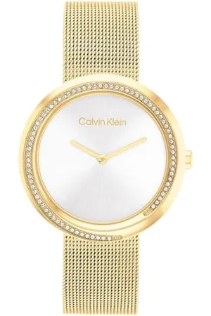 Calvin Klein Analogue Quartz Watch for Women with Gold Colored Stainless Steel mesh Bracelet - 25200150