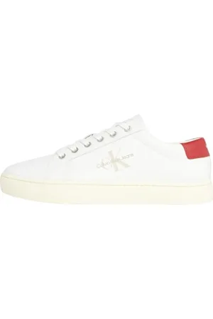 Calvin Klein Men Cupsole Trainers with Logo, White (Bright White/Creamy White/Garnet), 44