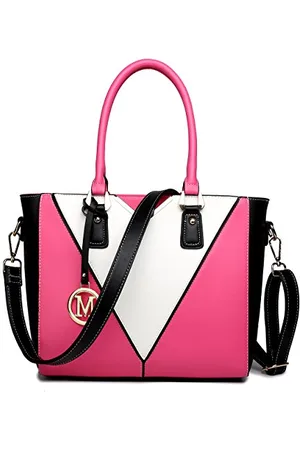MISS LULÙ Ladies’ Chic Top-Handle Bag - Luxury Tote Minimalist Design - Fashion Crossbody Bag with Colour Blocking - Versatile for Business and Casual Use