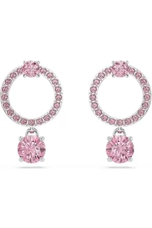 Swarovski Attract Drop Earrings, Round-Cut Crystals in a Rhodium-Finished Setting, Part of the Attract Collection