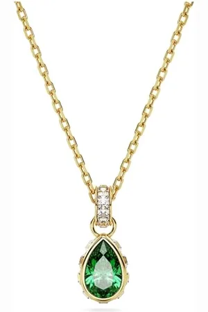 Swarovski Stilla pendant, Pear cut, Green, Gold-tone plated (5648751)