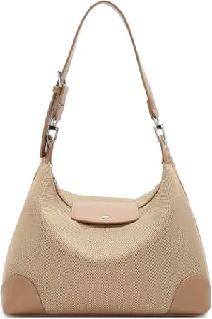 MISS LULÙ Lightweight Hobo Bag Multifunctional Shoulder Bag with White Hardware and Removable Shoulder Strap