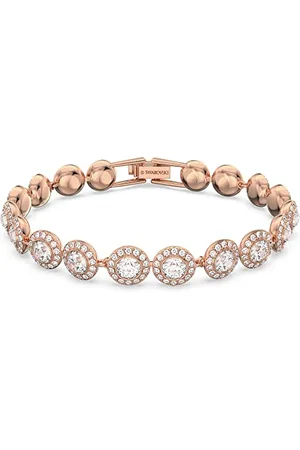 Swarovski Angelic bracelet, Round cut, White, Rose gold-tone plated