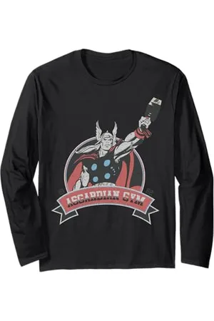 Marvel Thor Retro Comic Asgardian GYM Membership Badge Long Sleeve T-Shirt