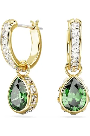 Swarovski Stilla Mini Hoop Drop Earrings, and Clear Crystals in a Gold-Tone Setting, from the Stilla Collection