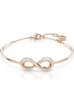 Swarovski Hyperbola bangle, Infinity, White, Rose gold-tone plated