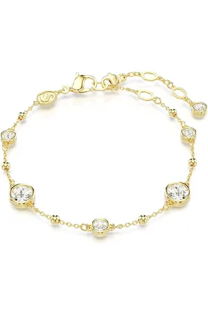 Swarovski Imber bracelet, Round cut, White, Gold-tone plated