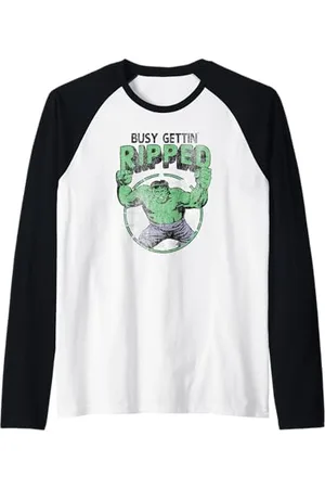 Marvel Hulk Busy Gettin Ripped Workout Raglan Baseball Tee
