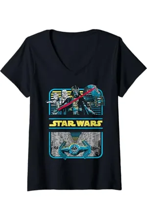 STAR WARS Womens Darth Vader Retro New Hope Trench Coat V-Neck T-Shirt