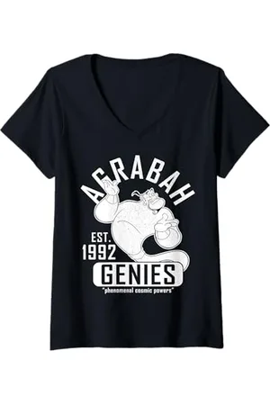 Disney Womens Aladdin Genie Collegiate Sports V-Neck T-Shirt