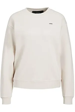 JJXX Womens Jxabbie Ls Rel Every Brush Crew Noos Sweatshirt, Moonbeam/Print: Black Logo, L UK