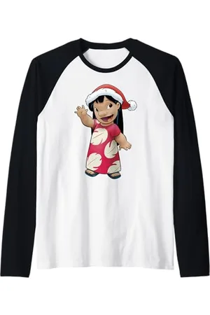 Disney Lilo & Stitch Christmas Lilo Santa Hat Portrait Raglan Baseball Tee