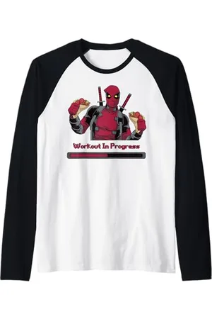 Marvel Deadpool Workout In Progress Tacos Raglan Baseball Tee