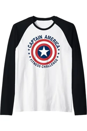 Marvel Captain America Fitness Challenge Roundabout Raglan Baseball Tee