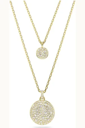 Swarovski Meteora layered pendant, White, Gold-tone plated