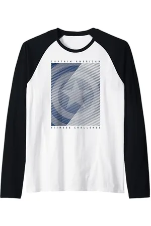 Marvel Captain America Fitness Challenge Line Art Raglan Baseball Tee