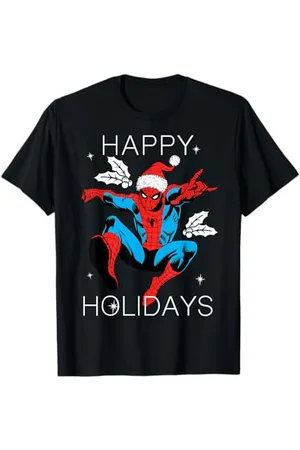 Marvel Spider-Man Happy Holidays Santa Hat Vintage T-Shirt