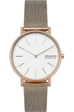 Skagen Watch for Women Signatur, Two Hand Movement, 38 mm Rose Gold Stainless Steel Case with a Stainless Steel Mesh Strap, SKW2784