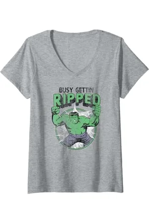 Marvel Womens Hulk Busy Gettin Ripped Workout V-Neck T-Shirt
