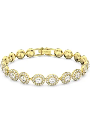 Swarovski Angelic bracelet, Round cut, White, Gold-tone plated