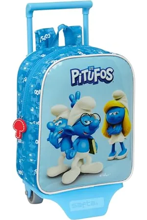 Safta Los PITUFOS – Nursery Backpack with Trolley, Ideal for Children of Different Ages, Comfortable and Versatile, Quality and Resistance, 22 x 10 x 27 cm, , , Estándar