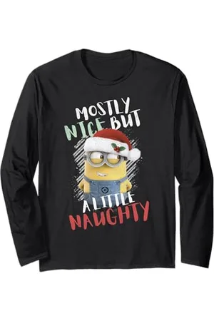 Minions Minions Nice But Naughty Santa Hat Long Sleeve T-Shirt