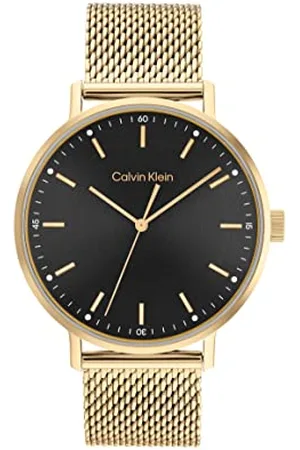 Calvin Klein Analogue Quartz Watch for Men with Gold Colored Stainless Steel mesh Bracelet - 25200049