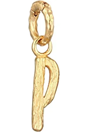 Elli Pendants Ladies Letter P Organic Look in 925 sterling silver gold plated