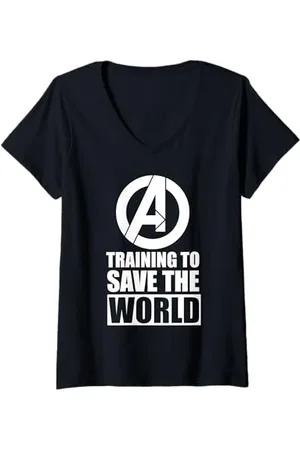 Marvel Womens Avengers Training to Save World V-Neck T-Shirt