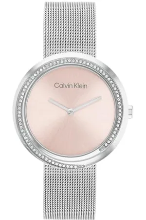 Calvin Klein Analogue Quartz Watch for Women with Silver Stainless Steel mesh Bracelet - 25200149