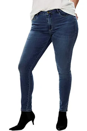 ONLY CARMAKOMA Women Skinny Jeans Plus Big Size | Curvy High Waist Denim | Stretch Pants Trousers, Colours: , Size:44W / 30L