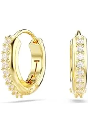 Swarovski Matrix hoop earrings, Round cut, White