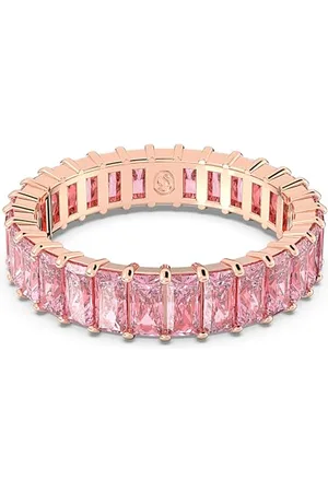 Swarovski Matrix ring, Baguette cut, Pink, Rose gold-tone plated, 52