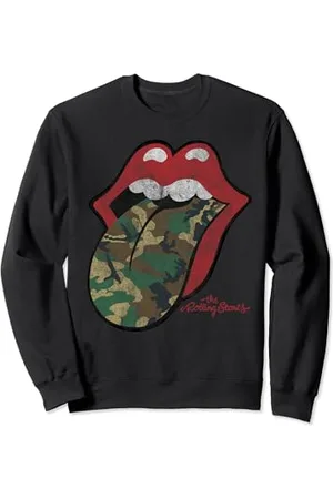 The Rolling Stones Official Camouflage Tongue Distressed Sweatshirt