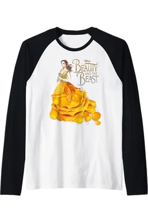 Disney Beauty And The Beast Belle Rose Portrait Dress Raglan Baseball Tee