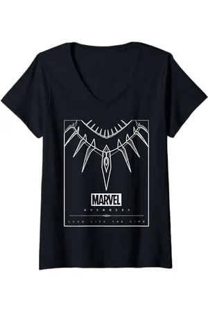 Marvel Womens Panther Necklace Logo Poster V-Neck T-Shirt