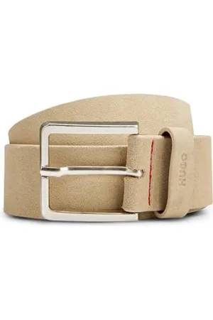 HUGO BOSS Mens Gionio-sd Sz40 Suede belt with silver-tone buckle
