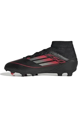 adidas F50 League MID Football Boots FG/MG Kids, Core Black/Iron Metallic/Lucid Red, 11 UK Child