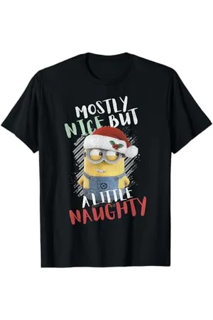 Minions Minions Nice But Naughty Santa Hat T-Shirt