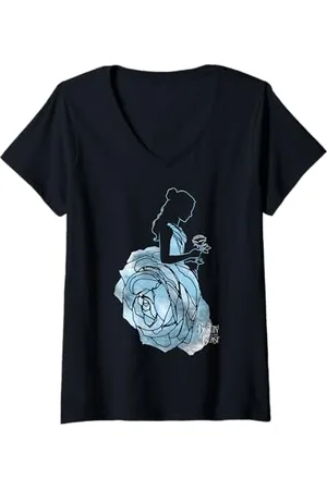 Disney Womens Beauty & The Beast Belle A Rose Dress V-Neck T-Shirt