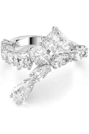 Swarovski Matrix Ring, Clear Mixed-Cut Stones in a Rhodium-Finished Setting, Size P 1/2, Part of the Matrix Collection