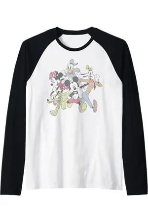 Disney Mickey And Friends Group Shot Running Portrait Raglan Baseball Tee
