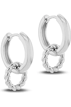 Amazon Sterling Rhodium Plated Twisted Ring Hoop Creole Earrings